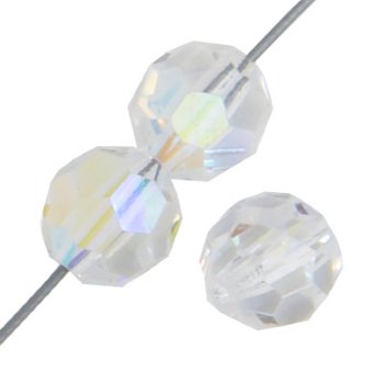12, 8mm Faceted Round Crystal AB Preciosa Crystal Beads