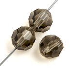 12, 8mm Faceted Round Black Diamond Preciosa Crystal Beads