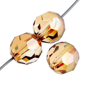 12, 8mm Faceted Round Capri Gold Preciosa Crystal Beads