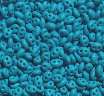 TB-02018 - 10 Grams Opaque Dyed Aqua 2.5x5mm Preciosa Twin Beads
