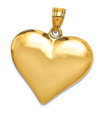 1 22x20mm Gold Plated Puffy Heart Pendant