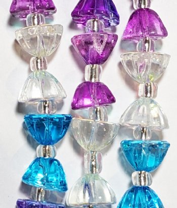 7 Inch Strand Crystal Lane 10mm Crystal, Purple, and Aqua Lotus Flower Beads