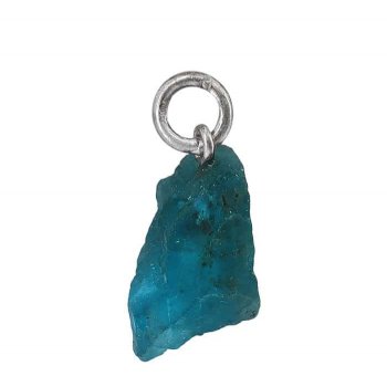 1, 14x8mm Rough Cut Apatite Charm with Rhodium Plated Sterling Silver