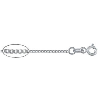 20 inch .9mm Rhodium Plated Sterling Silver Curb Chain