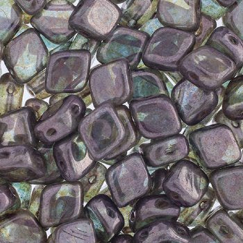 20, 10x8mm Crystal Lazure Blue Two Hole Glass Rhombus Beads