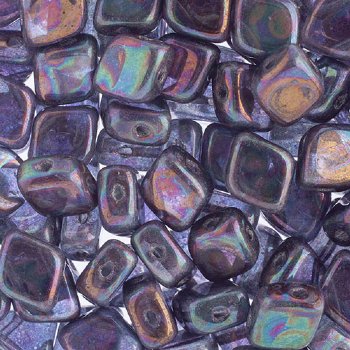 20, 10x8mm Crystal Vega Iris Two Hole Glass Rhombus Beads