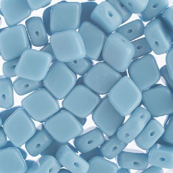 20, 10x8mm Opaque Turquoise Blue Two Hole Glass Rhombus Beads