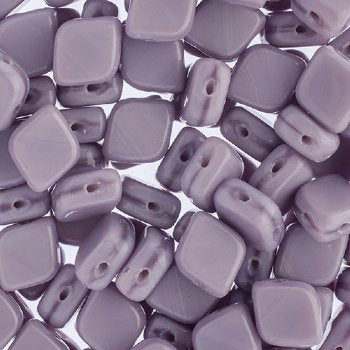 20, 10x8mm Purple Silk Two Hole Glass Rhombus Beads