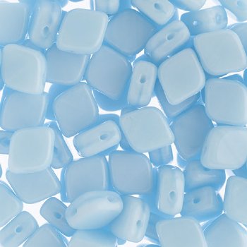 20, 10x8mm Turquoise Blue Silk Two Hole Glass Rhombus Beads