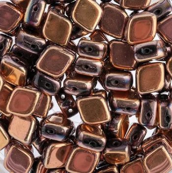 20, 10x8mm Jet Capri Two Hole Glass Rhombus Beads