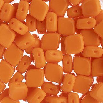 20, 10x8mm Opaque Orange Two Hole Glass Rhombus Beads
