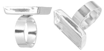 1, 23.7x17x4mm Bright Silver Rectangle Ring Base