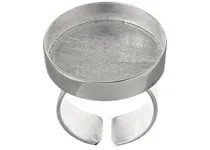 1, 23x3mm Dazzle-it Silver Plated Round Adjustable Ring with Raised Bezel