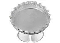 1 32x6.65mm Dazzle-it Silver Plated Fluted Edge Adjustable Ring with Raised Bezel
