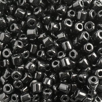 25 Grams 4x4.5mm Opaque Black Rola Tube Beads