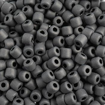 25 Grams 4x4.5mm Opaque Matte Black Rola Tube Beads