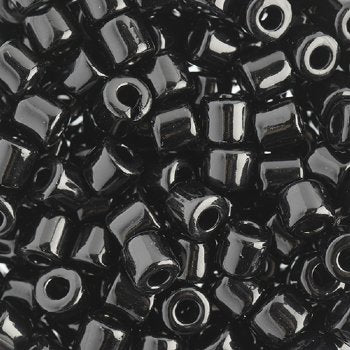 25 Grams 5.8x6.2mm Opaque Black Rola Tube Beads