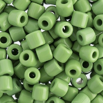 25 Grams 5.8x6.2mm Opaque Light Green Rola Tube Beads