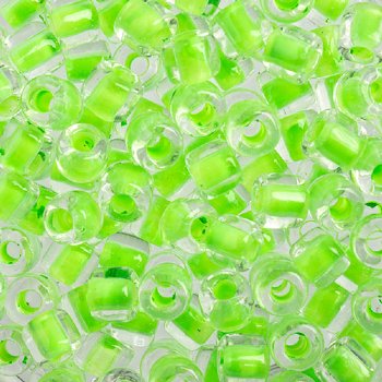 25 Grams 5.8x6.2mm Crystal Colorlined Neon Green Rola Tube Beads