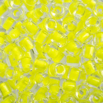 25 Grams 5.8x6.2mm Crystal Colorlined Neon Yellow Rola Tube Beads
