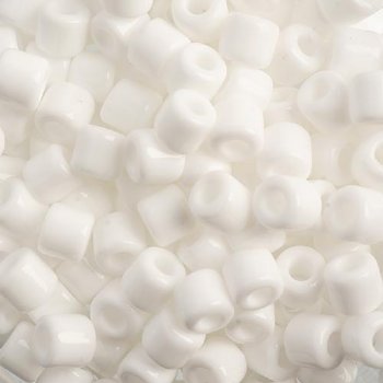 25 Grams 5.8x6.2mm Opaque White Rola Tube Beads
