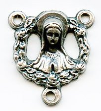 1 15x12mm Antique Silver Mary 3 Ring Connector