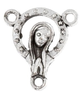 1 17x11mm Antique Silver Mary 3 Ring With Halo Connector