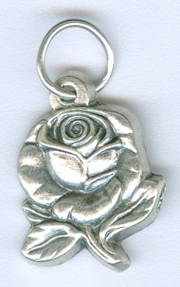 1 18x13mm Antique Silver Rose Medal