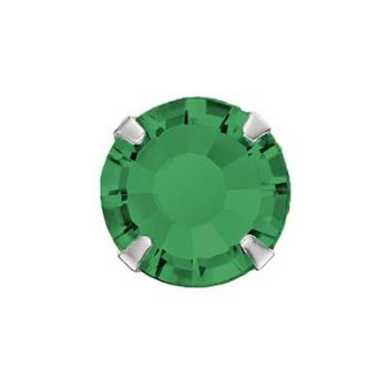 36, ss30 (6.3mm) Preciosa Emerald Rosemontees in Standard Silver Setting