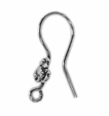 SS0011 1 Pair of 26x12mm Sterling Shepherd Bali Hook Earrings with Design