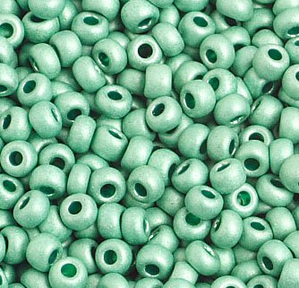 50g 8/0 Matte Metallic Mint Green Seed Beads