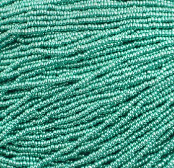 1 Hank of 10/0 Metallic Green Seed Beads
