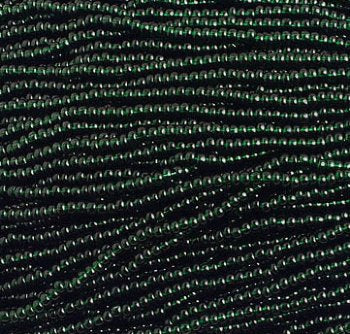 1 Hank of 10/0 Transparent Dark Green Seed Beads