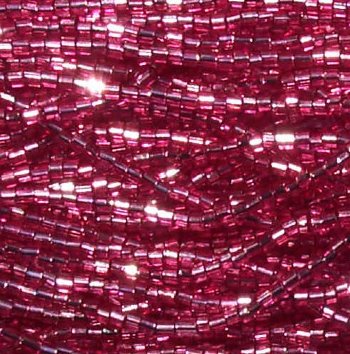 1 Hank of 10/0 Two-Cut Silver Lined Fuchsia Rose Seed Beads