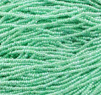 1 Hank of 10/0 Green Color Lined Crystal Seed Beads