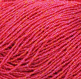 1 Hank of 10/0 Opaque Medium Red AB Seed Beads