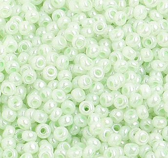 50 Grams of 10/0 Light Green Pearl Seed Beads