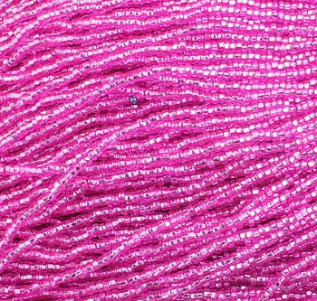 1 Hank of 10/0 Silverlined Dyed Fuchsia Seed Beads