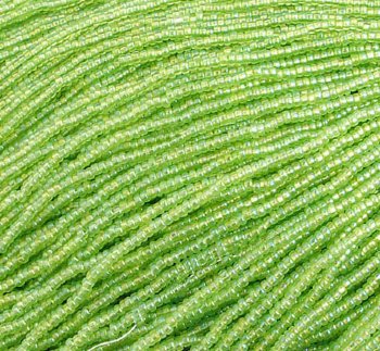 50 Grams of 10/0 Transparent Light Green Iris AB Seed Beads