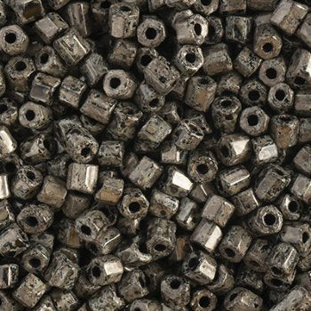 50 Grams of 10/0 Two-Cut Opaque Black Travertine Seed Beads