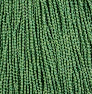 1 Hank of 11/0 Opaque Matt Green Rainbow Seed Beads