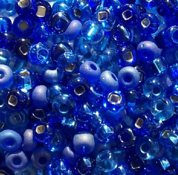 20 Gram Vial of 2/0 Blue Multi Mix Seed Beads