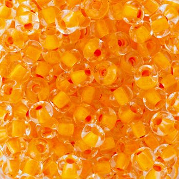 20 Gram Vial of 2/0 Crystal Colorlined Neon Orange Seed Beads