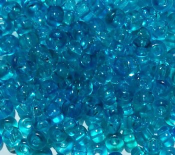 20 Gram Vial of 2/0 Transparent Crystal, Aqua, & Blue Seed Beads