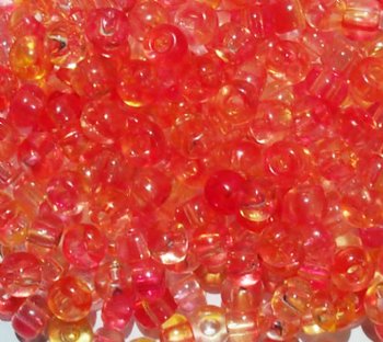 20 Gram Vial of 2/0 Transparent Crystal, Orange, & Cherry Seed Beads