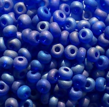 20 Gram Vial of 2/0 Matte Transparent Sapphire AB Seed Beads
