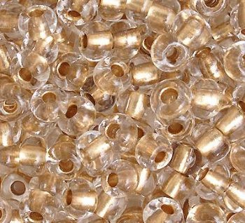 20 Gram Vial of 2/0 Metallic Gold Lined Crystal Seed Beads
