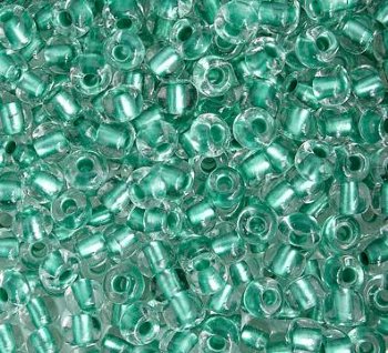 20 Gram Vial of 2/0 Metallic Green Lined Crystal Seed Beads