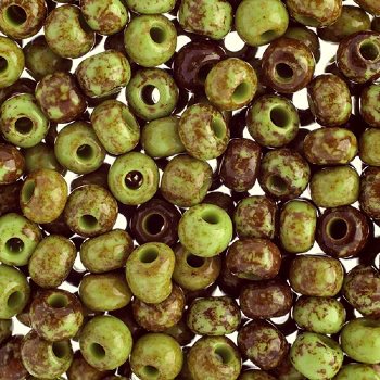 20 Gram Vial of 2/0 Opaque Olive Green Travertine Seed Beads