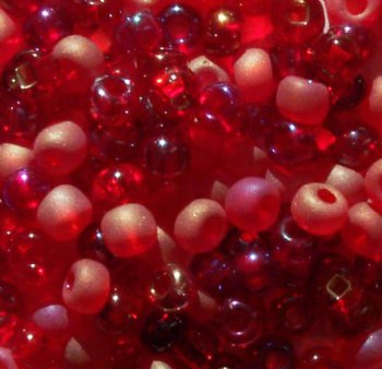 20 Gram Vial of 2/0 Red Multi Mix Seed Beads
